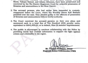 Wa Court Convicts Three Men for Possession of Illegal Weapons