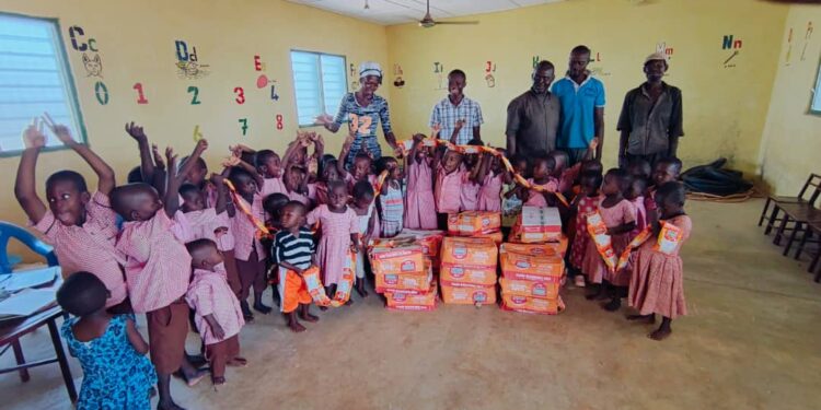 Philanthropist, Eugene Yirbuor Donates 200 Boxes of Kivo Gari Mix to Schools And Orphanage